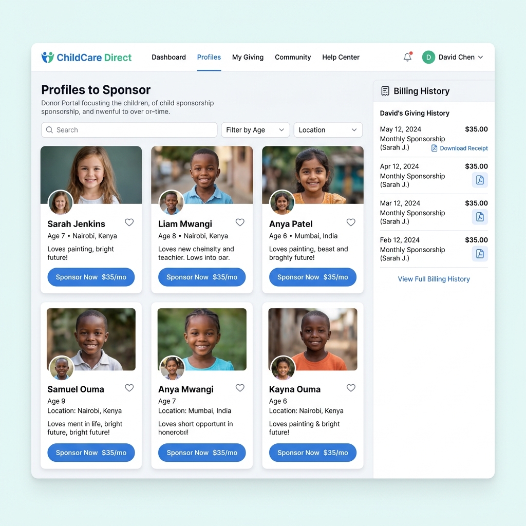 Donor sponsorship portal